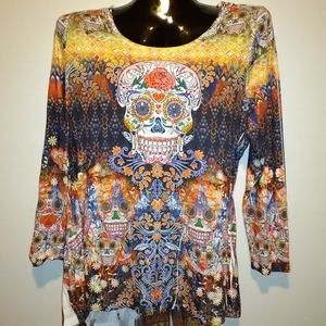 Holiday Traditions sugar skull top